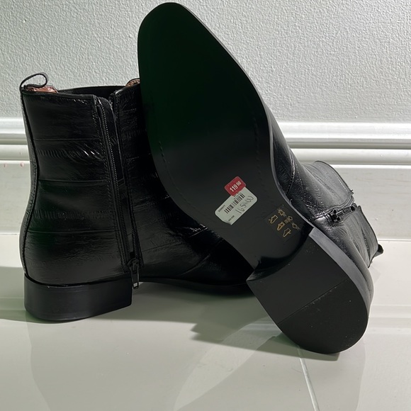 Aldo Dorritt Black Leather Embossed Zip Ankle Boot - Picture 3 of 5